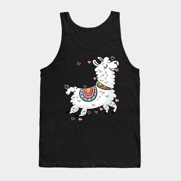 Llama Alpaca design with hearts Tank Top by HBfunshirts